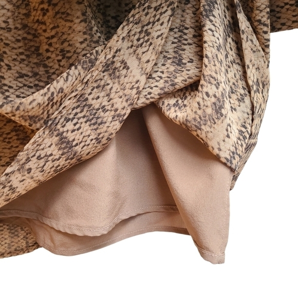 100% Silk Mini Dress with Sheer Sleeves, Brown, Vneck, Lined, Size Small - Picture 7 of 14